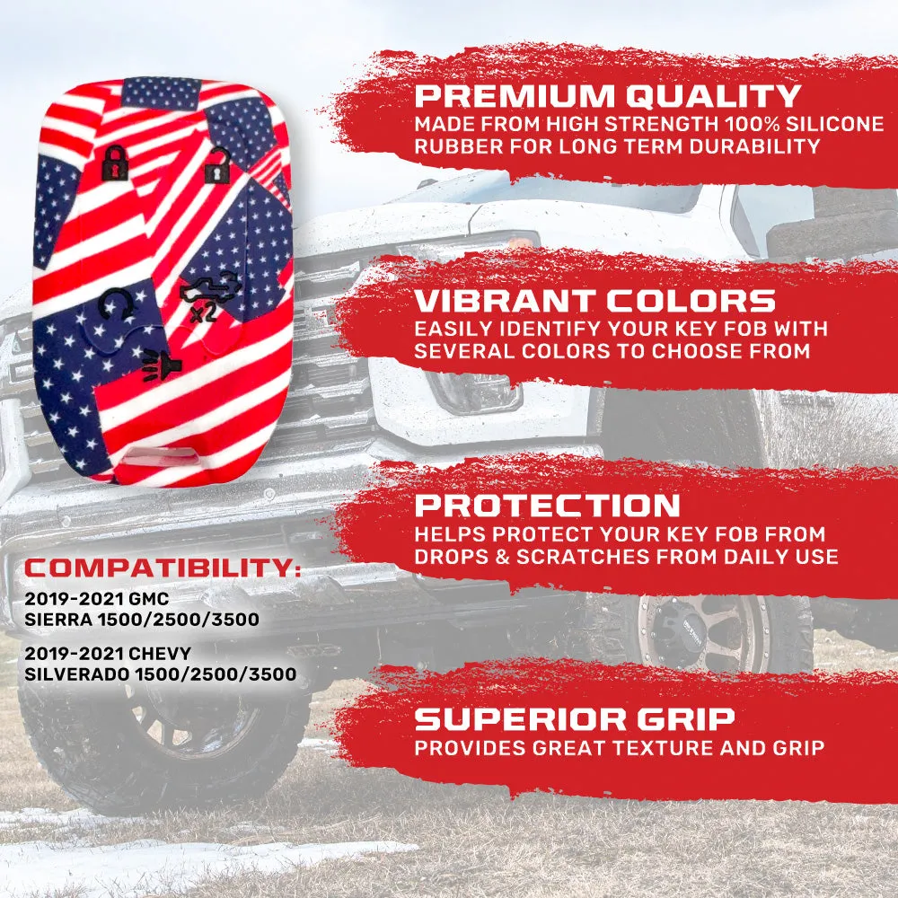 GMC & Chevy 19-21 Sierra & Silverado 1-Piece 100% Silicone Rubber Key Fob Cover - Multiple Colors product image