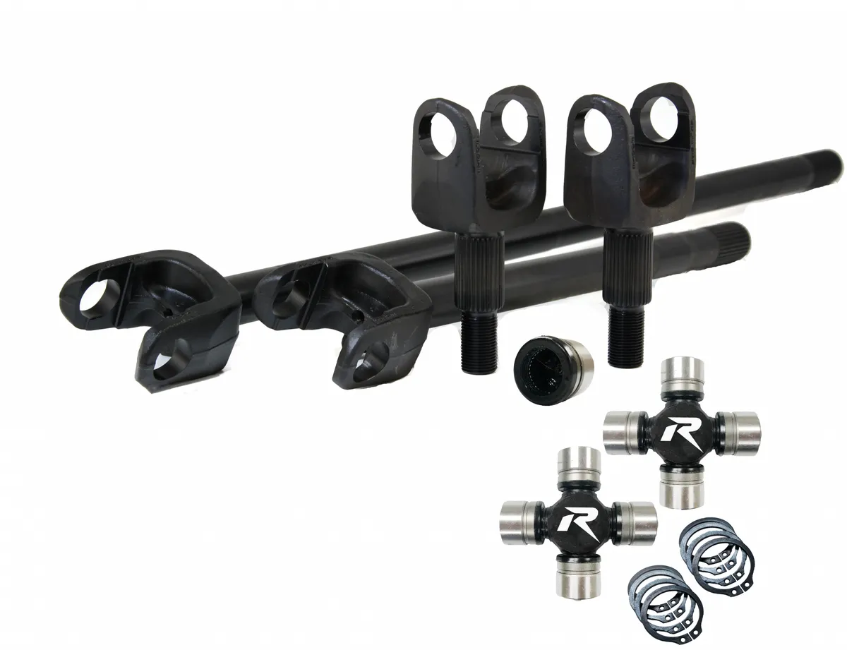 Dana 30 YJ/MJ/XJ 30 Spline 4340 Chromoly USA Made Front Axle Kit with Disconnect Eliminator HD U-Joints Revolution Gear product image