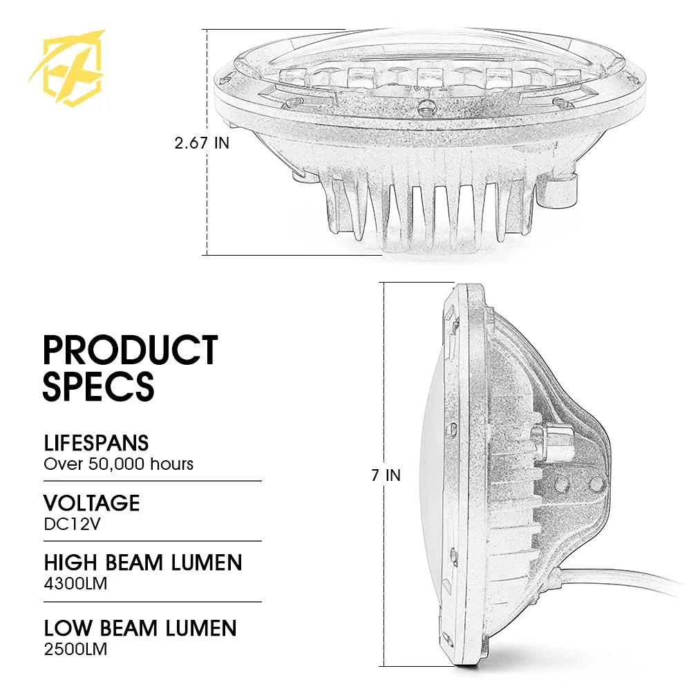 7" LED Headlights for Jeep Wrangler 07-18 product image