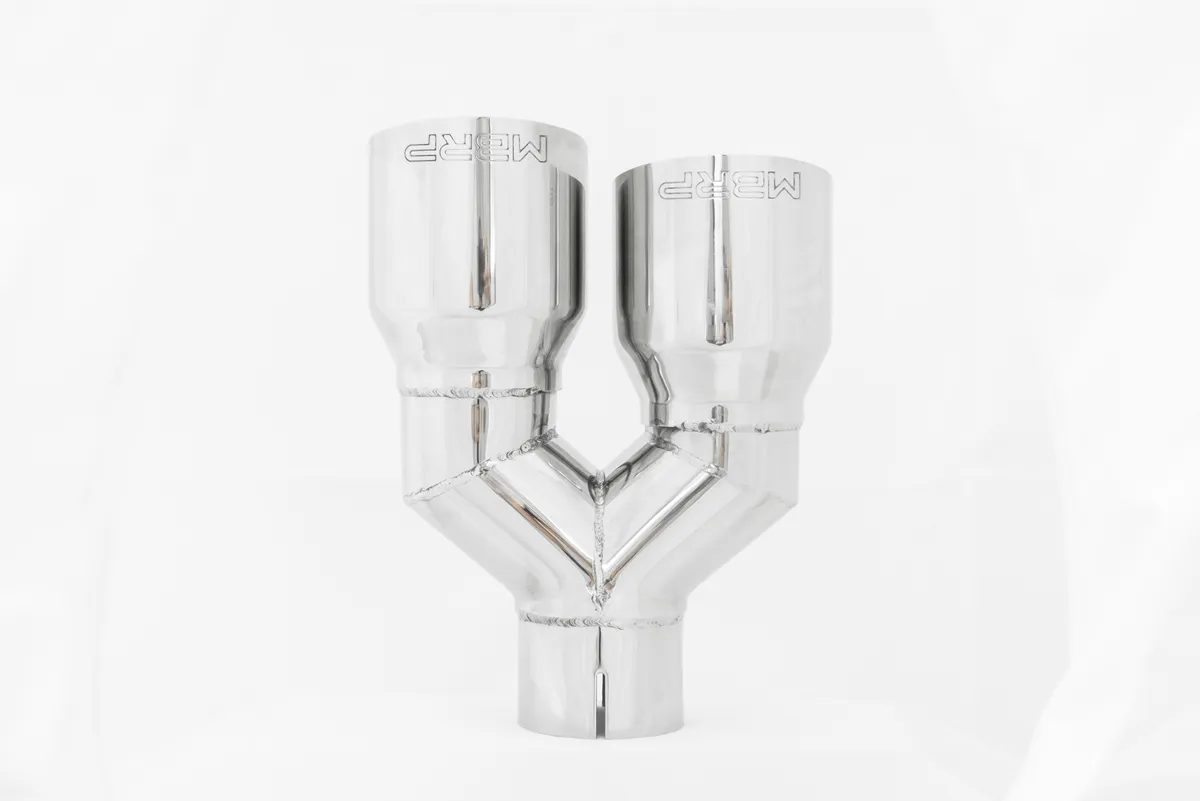 Armor Pro Exhaust Tip; 2.5 in. Inlet Diameter; Dual 3.5 in. Outlet Diameter Out Single Wall; T304 Stainless Steel; product image
