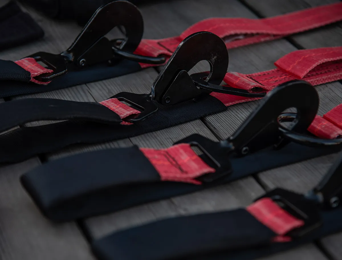 2 Inch x 10' Ratchet Tie Down w/ Twisted Snap Hooks and Axle Strap Combo Red SpeedStrap product image