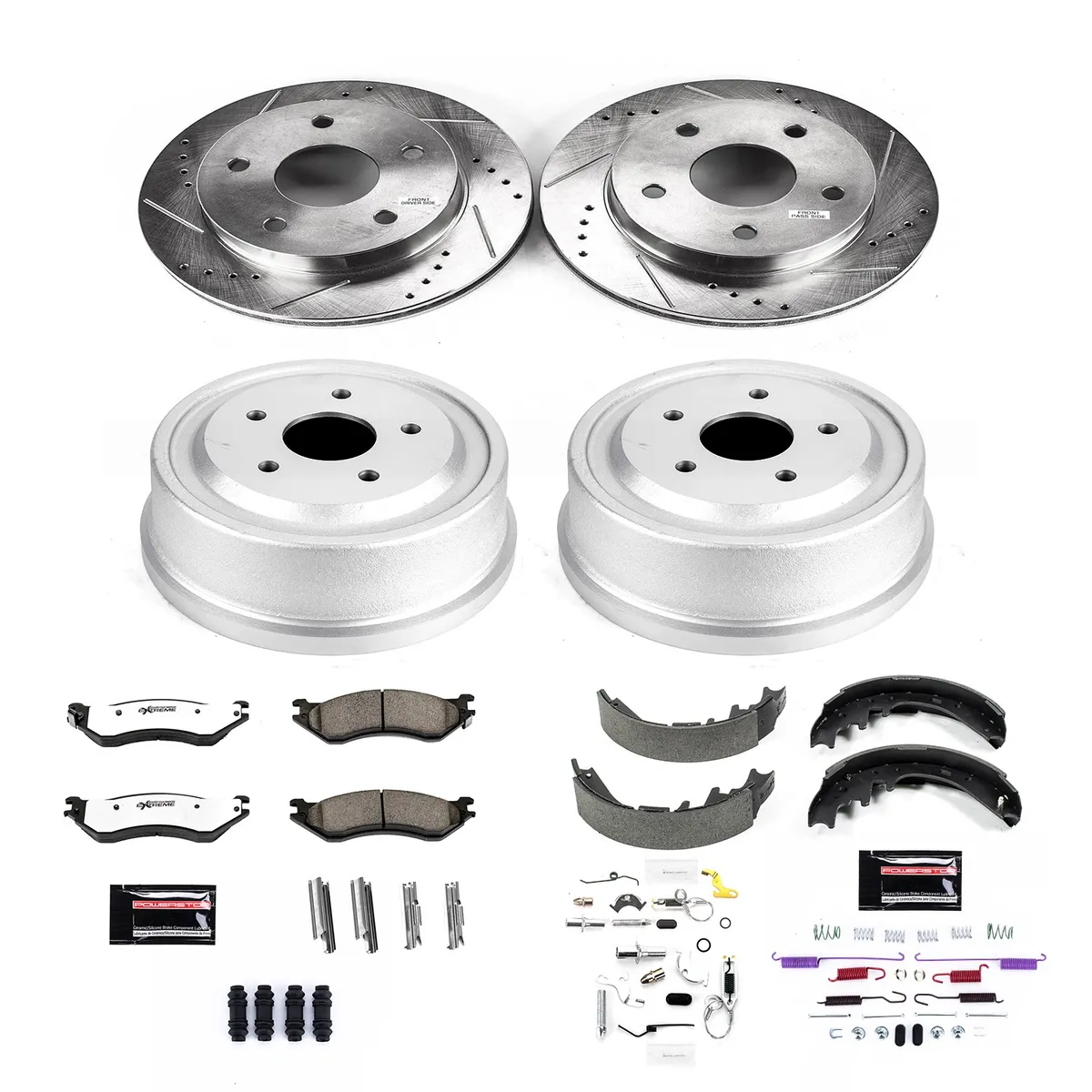 Z36 Truck/Tow Upgrade Kit: Drilled/Slotted Rotors; Carbon-Fiber Ceramic Pads W/Hardware; Coated Drums; Shoes W/Hold Down And Adjuster Kit product image