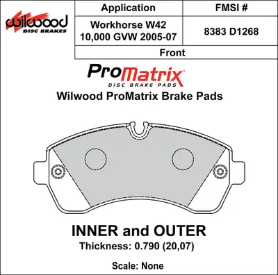 Wilwood Brakes 2007 - 2012 Dodge, Freightliner, Mercedes-Benz Original Equipment Pads - 150-D1268K