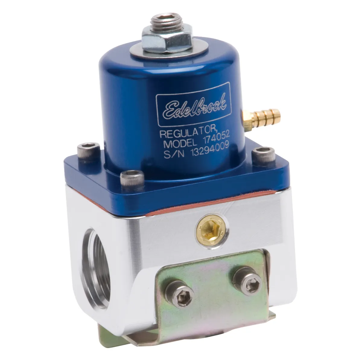 Edelbrock 174052 Carbureted Adjustable Bypass Fuel Pressure Regulator (180 GPH) in Blue Finish product image