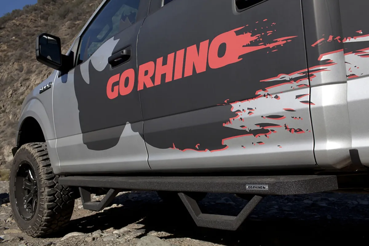 Go Rhino - 6341558720T - RB10 Running Boards With Mounting Brackets & 2 Pairs of Drop Steps Kit - Protective Bedliner Coating product image