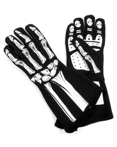 RJS Single Layer White Skeleton Gloves Large