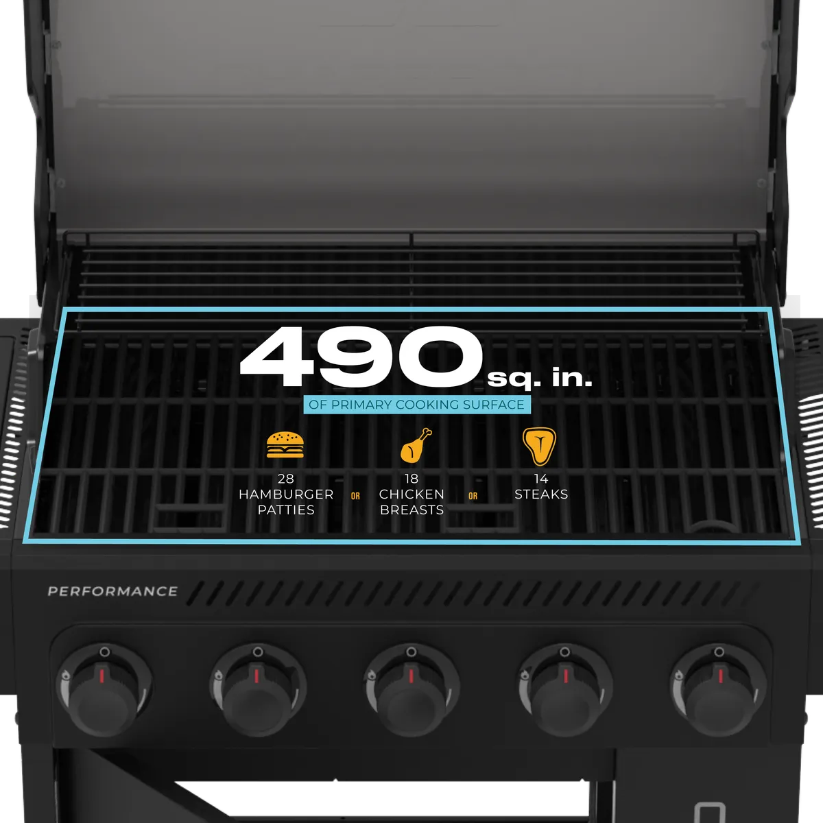 Performance Series™ FlavorMax™ 5 Burner Gas Grill Cabinet with Side Burner Blackout product image