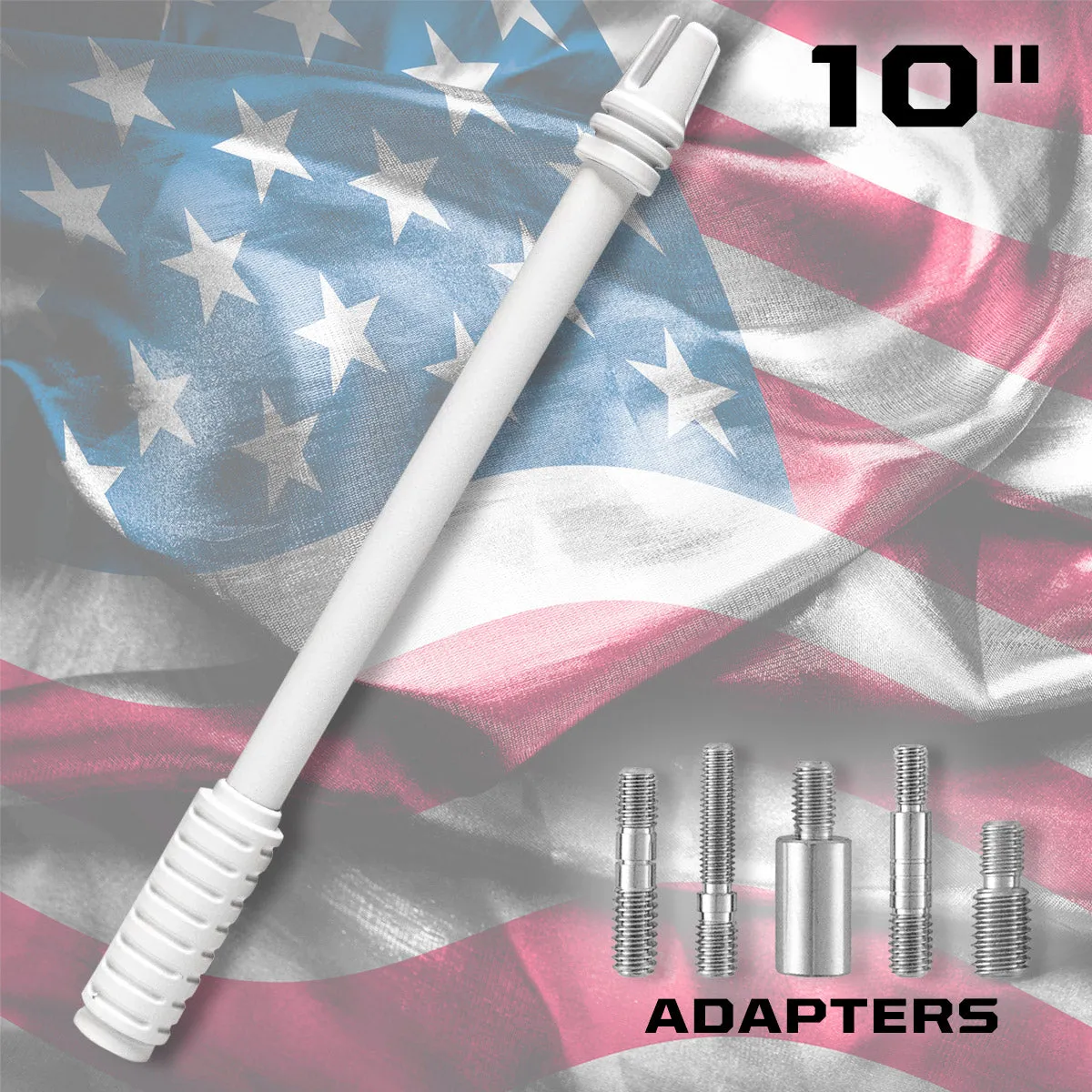 AR-15 Rifle Barrel 10" Aluminum Truck Antenna with 3-Pronged Threaded Flash Hider Barrel Tip (Antenna Fits OEM Factory Threaded Antenna Base) Multiple Colors product image