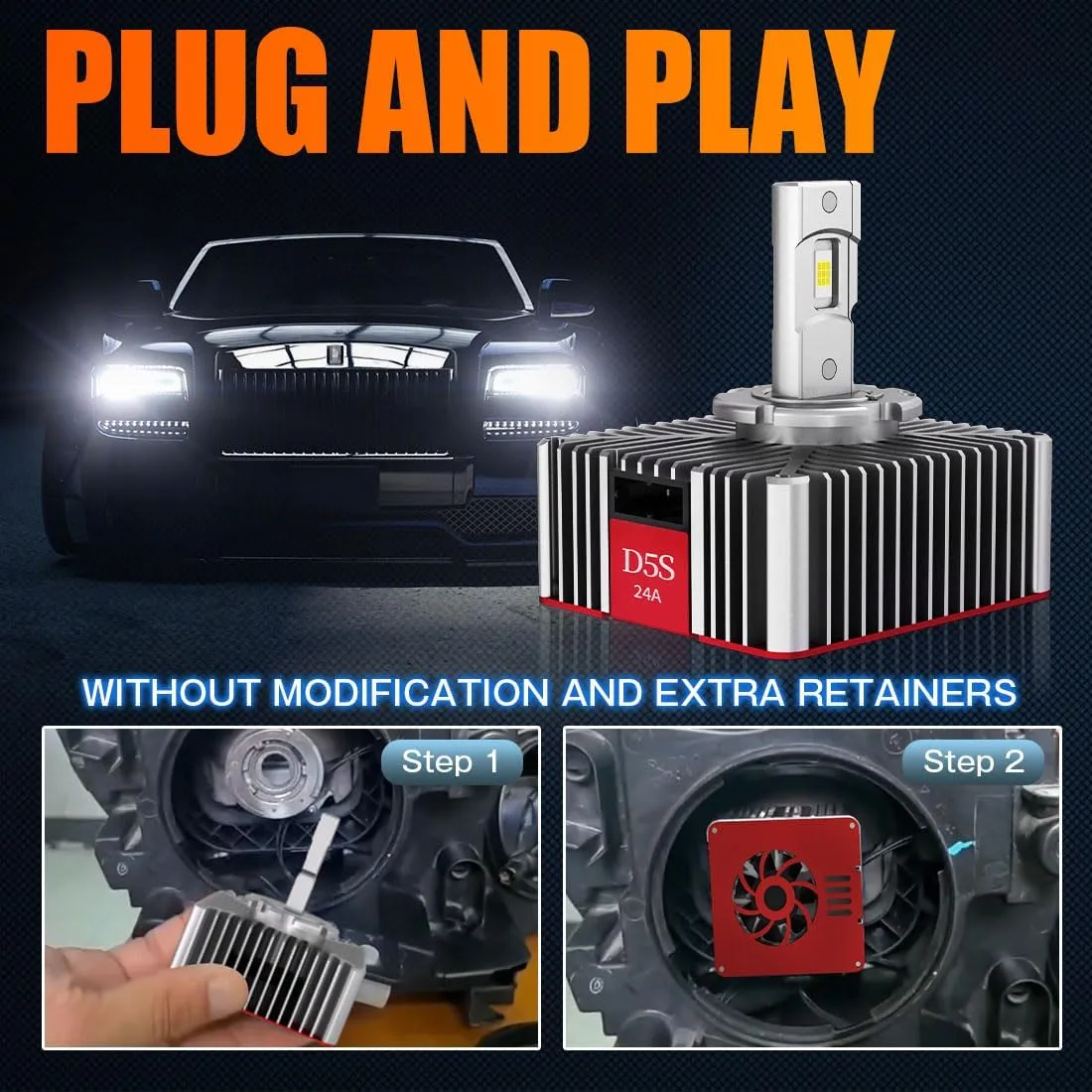 D5S LED Light Bulbs 120W High Power 6500K Cool White product image