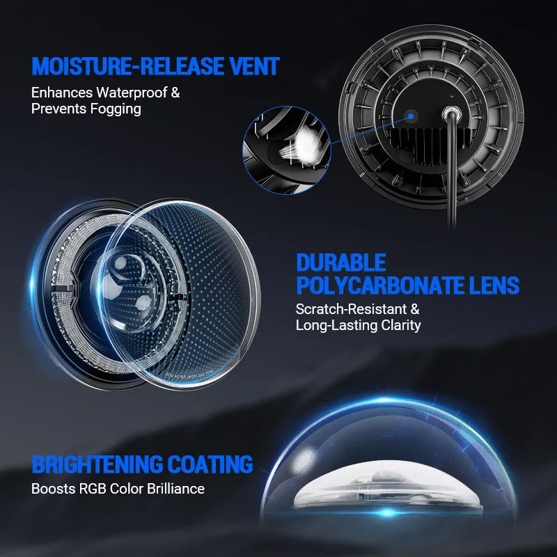 "dot Certified 7"" 80w LED Halo Headlights With DRL & Turn Signals For Jeep Wrangler JK Tj" product image