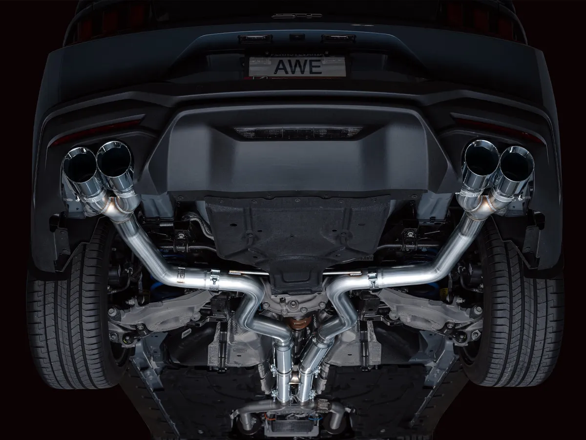 AWE SwitchPath™ Exhaust for S650 Ford Mustang GT Fastback - Quad Chrome Silver Tips product image