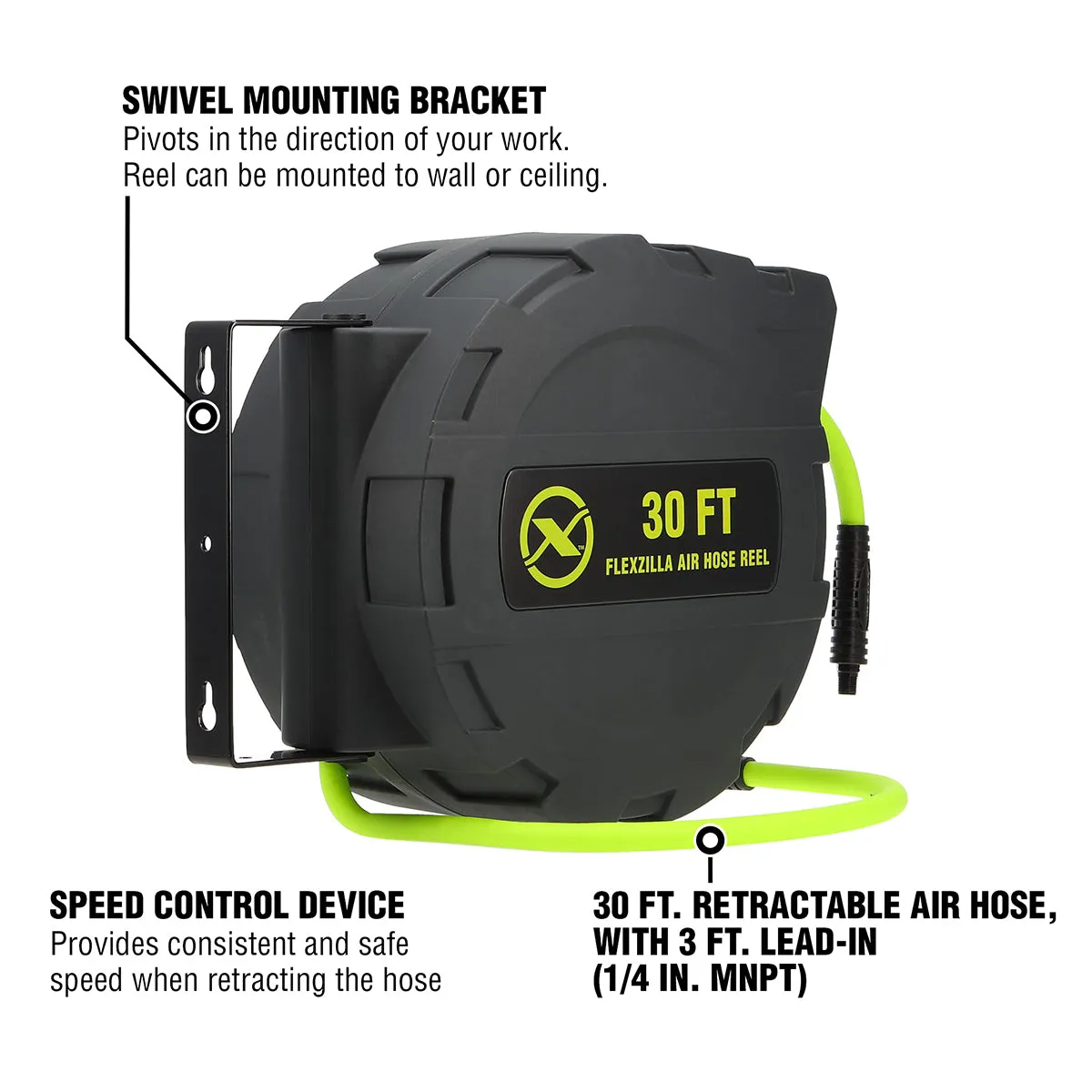 fz Enclosed Plastic Retractable Air Hose Reel 3/8in 30ft product image