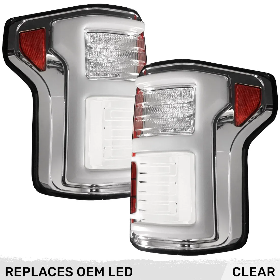 Ford F150 15-17 And Raptor 17-19 Replaces OEM LED Style Tail Lights w Blind Spot Warning System Oled Tail Lights - Cle product image