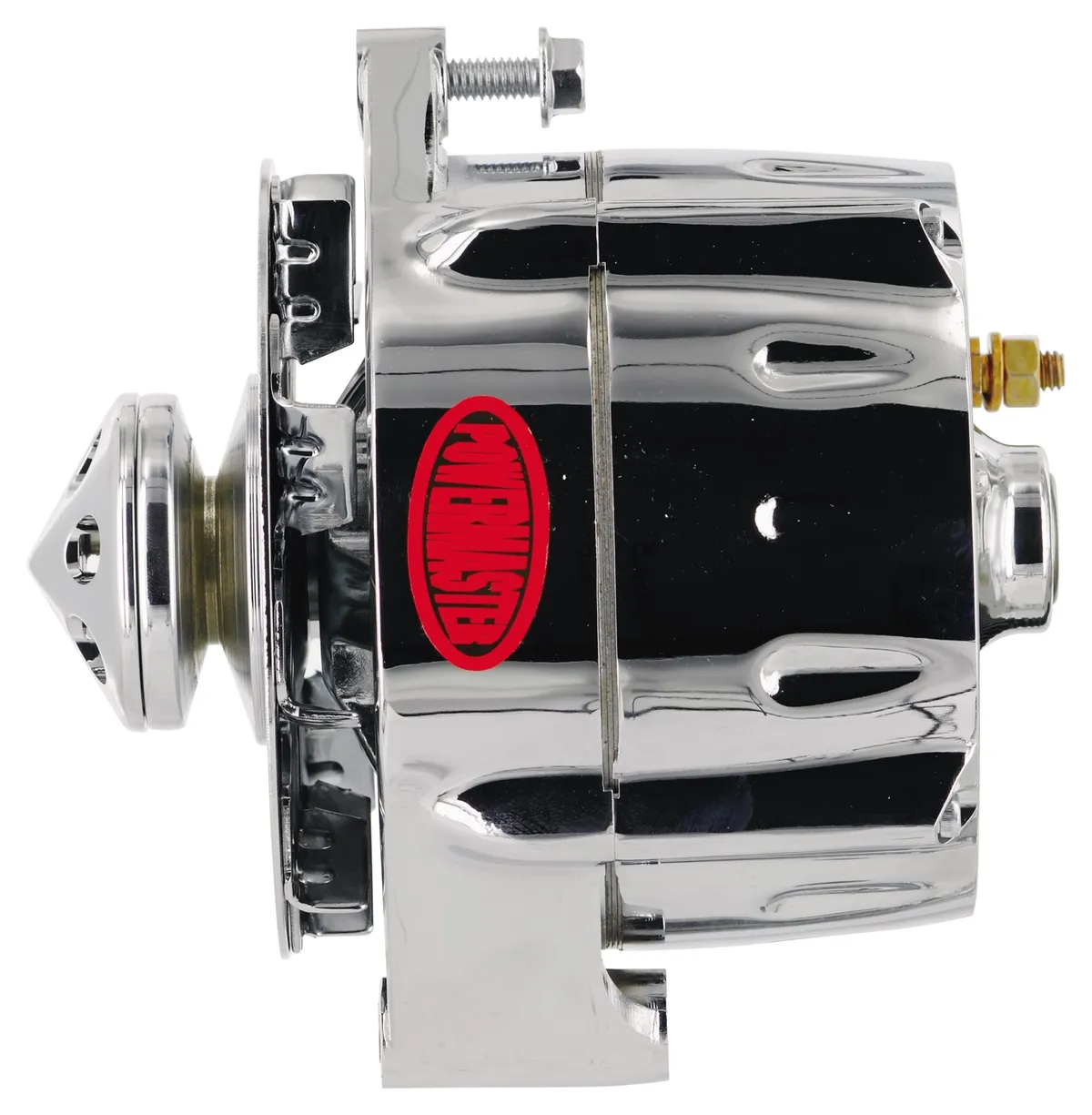 Smooth Look™ Alternator; 12si; 150 Amp; 100 Idle; 1 Groove V Type; Baffle And Cone; Chrome; product image