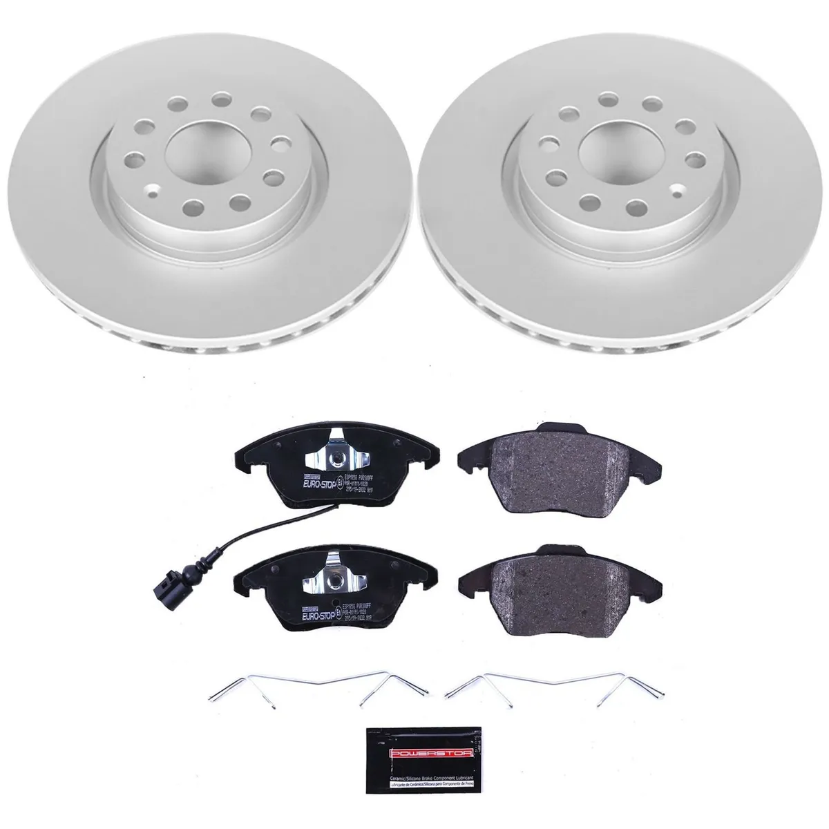 Euro-Stop Kit: Genuine Geomet Fully Coated Rotors; Ece-R90 Certified Pads W/Hardware product image