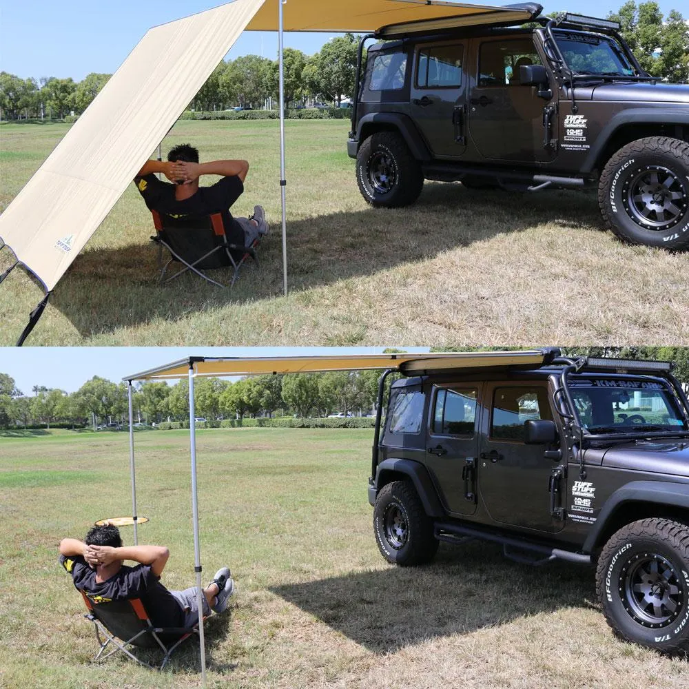 Truck or Car Awning Shade Wall, 4.5x6 Feet, Poly-Cotton Ripstop Fabric, Tan product image