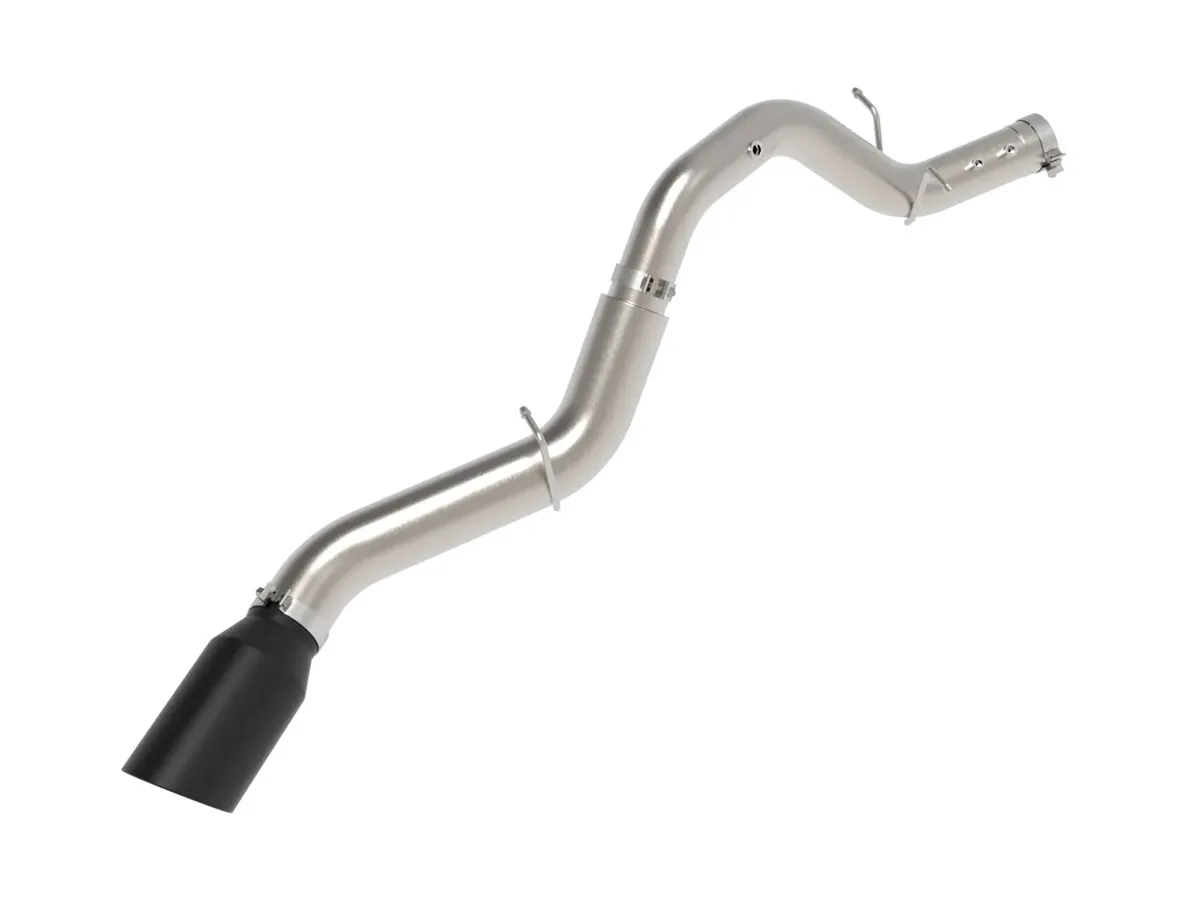 aFe Power Large Bore-HD 5 IN DPF-Back Stainless Steel Exhaust System wBlack Tip GM Diesel Trucks 24-25 V8-6.6L td L5P