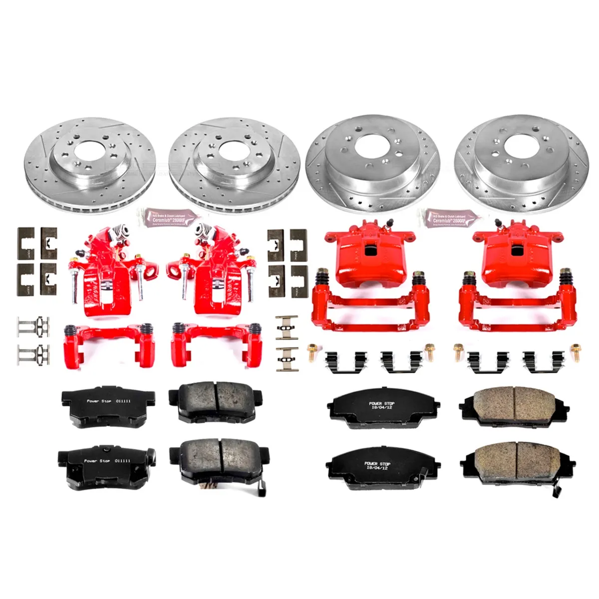 Z23 Evolution Sport Upgrade Kit: Drilled/Slotted Rotors; Carbon-Fiber Ceramic Pads; Powder Coated Calipers product image