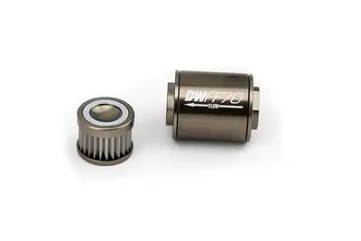 DeatschWerks 10AN Female, 100 micron, 70mm In-line fuel filter kit