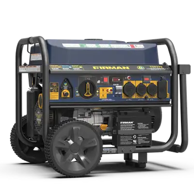 Firman Power Equipment Tri Fuel Portable Generator 11400/9200w Electric Start Wheel Kit co Alert Black/Gold