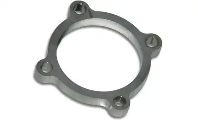 Vibrant Performance Discharge Flange; 100.6MM Bolt Circle; 8.64MM BHID; 0.5 in. Thickness; 3 in. ID; 76.2MM Port ID; For GT30/GT35; 304 Stainless Steel; 4 Bolt;
