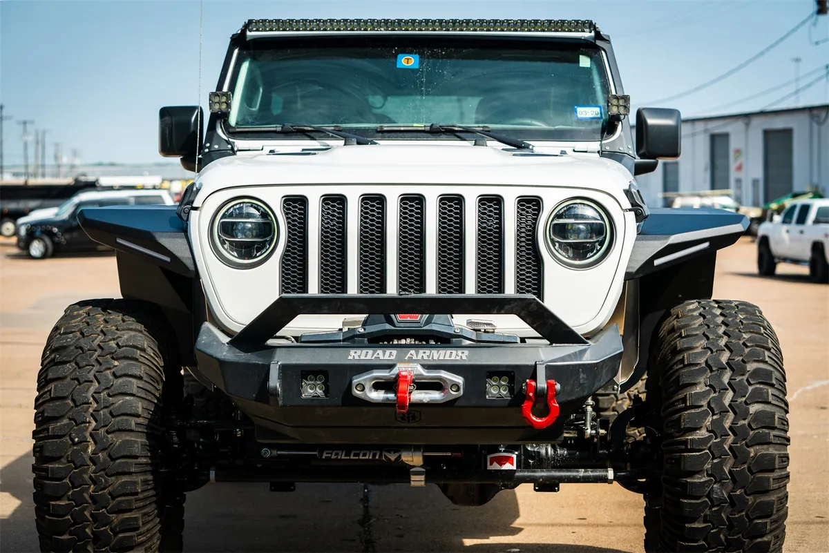 Stealth Fender Flare Body Armor; Front; Wide; w/Switchback LED DRL; Texture Black; product image