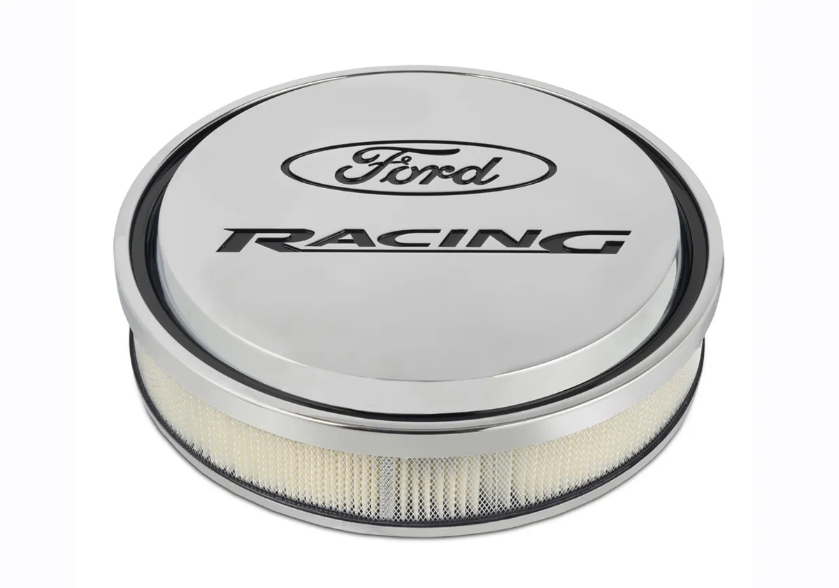 Slant-Edge Alunimum Air Cleaner Kit Polished Recessed Painted Emblems 13 Inch Ford Racing product image