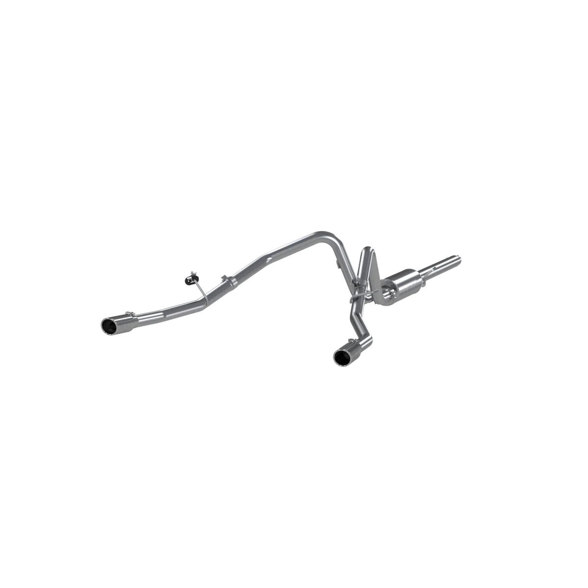 Armor Lite Cat Back Exhaust System; 2.5 in.; Incl. Ext. Pipe/Muffler/Over Axle Pipe/Tailpipes/Hardware/3.5 in. OD Tips; Dual Split Rear Exit; Aluminized; product image
