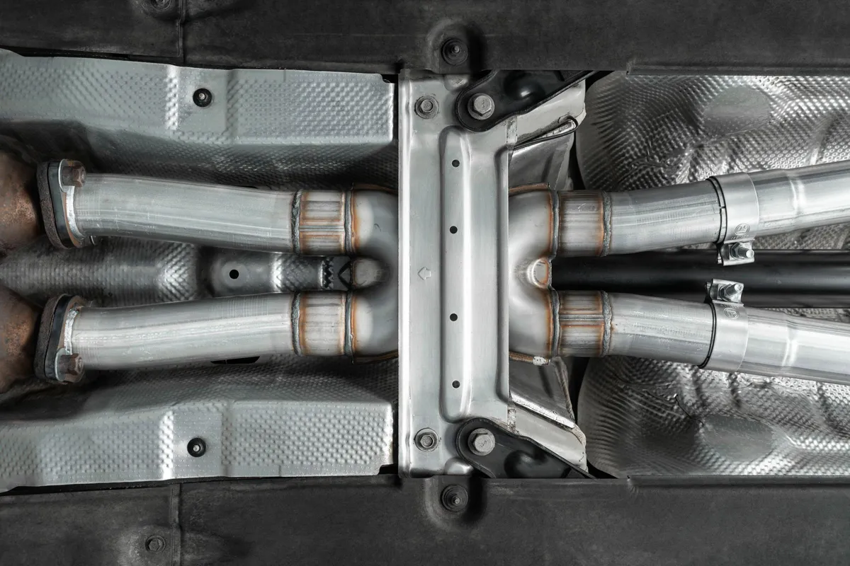 Armor Lite Cat Back Exhaust System; 2.5 in.; Incl. Front Pipe/Mid Pipes/Mufflers/Hardware; w/o Tips; Dual Rear Exit; Aluminized; product image