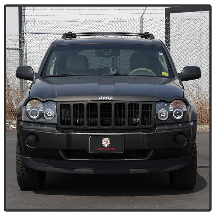 ( Spyder Signature ) Jeep Grand Cherokee 05-07 Projector Headlights - LED Halo - LED ( Replaceable LEDs ) - Black - High H1 (Included) - Low 9006 (Not Included) product image