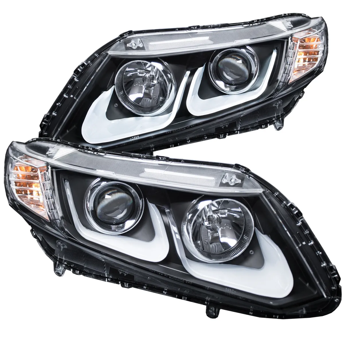 Honda Civic 2 DR 12-13 / 4 DR 12-15 Projector Headlights U-Bar Black Clear product image