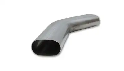 Vibrant Performance 45 Degree Stainless Steel Bend; 3 in. Nominal Tube Size; 4.5 in. Centerline Radius; 6 in. Leg Length 1; 6 in. Leg Length 2; Horizontal; Oval;