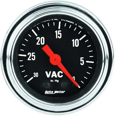 AutoMeter Gauge, Vacuum, 2 1/16", 30inHg, Mechanical, Traditional Chrome