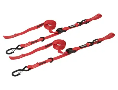 SpeedStrap 1 Inch x 10' Cam-Lock Tie Down with Snap S-Hooks and Soft-Tie 2 Pack Red SpeedStrap