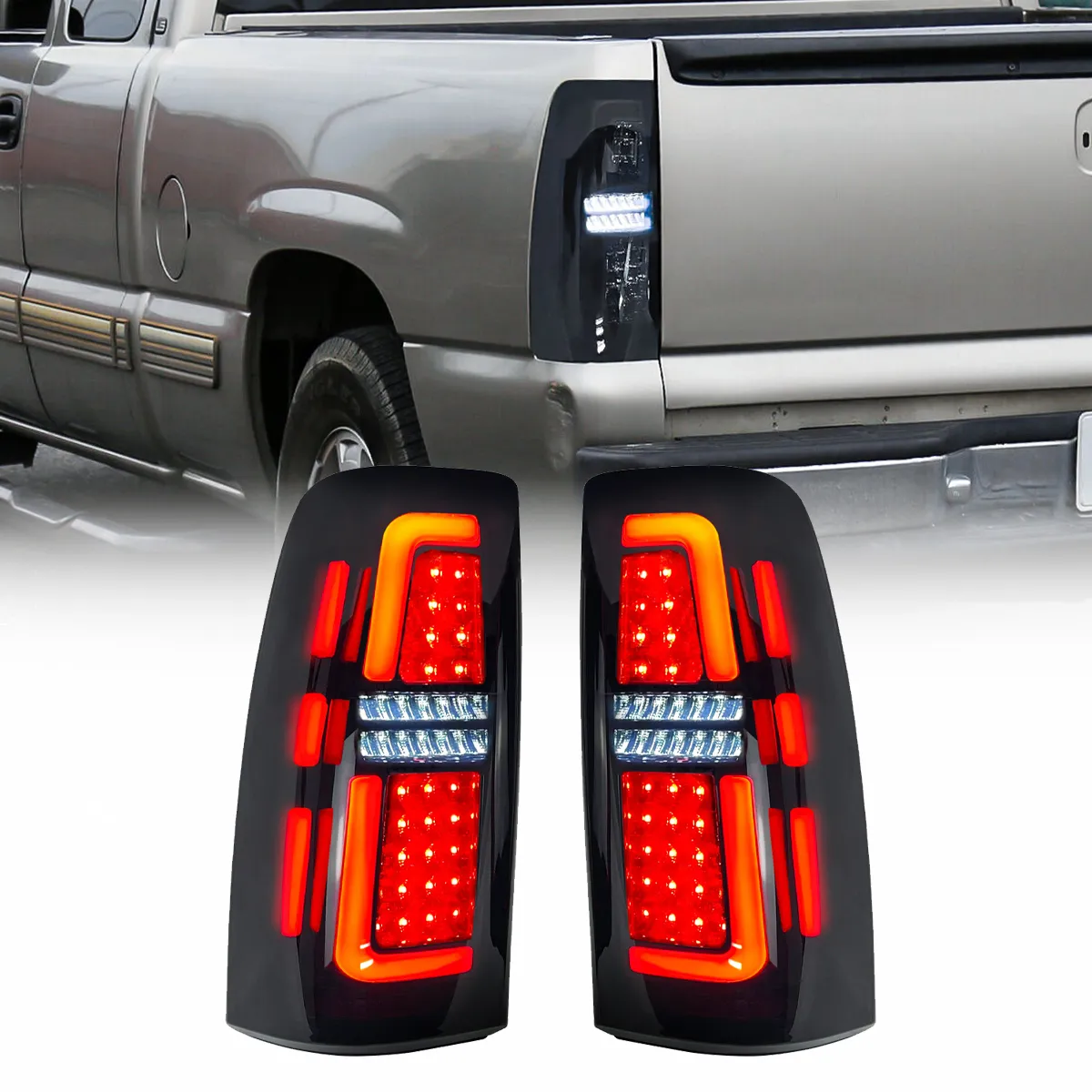 Smoked LED Tail Lights For 99-06 Chevy Silverado & 99- 02 Gmc Sierra 1500 2500 3500(Dot Approved) product image