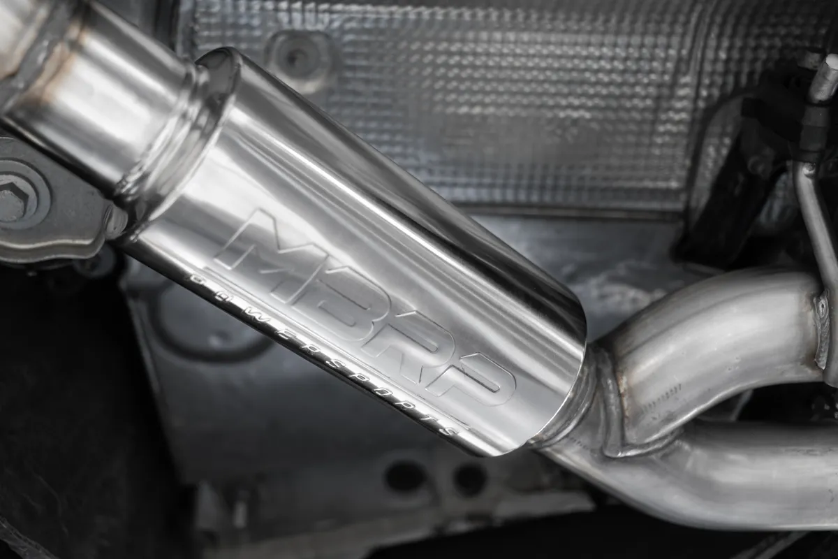 T304 Stainless Steel 2.5 Inch Resonator Back Dual Rear Quad Carbon Fiber Tips 18-Up Audi S5 Coupe/S4 Sedan MBRP product image