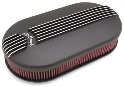 Edelbrock Edelbrock 41193 Pro-Flo Black Large Oval Cast Air Cleaner for Dual-Quads - 2.4 Element