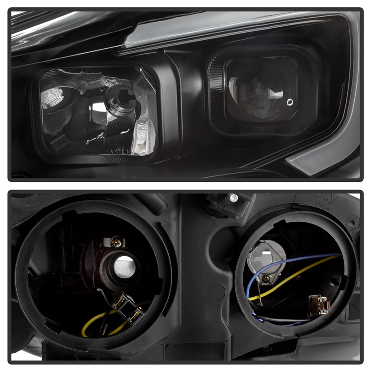 LED Light Bar Projector Headlights; Black; Halogen Models Only; Will Not Fit Xenon/HID Model; product image