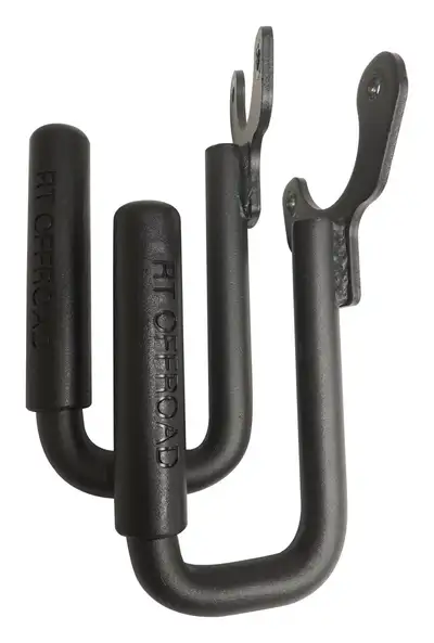 Crown Automotive Jeep Replacement 1997-2006 TJ Wrangler Grab Handle set Black Powder Coated Steel Front Grab Handle Set Mounts on Top of the Windshield Frame Includes 2 Steel Handles w Rubberized Plastic Grips