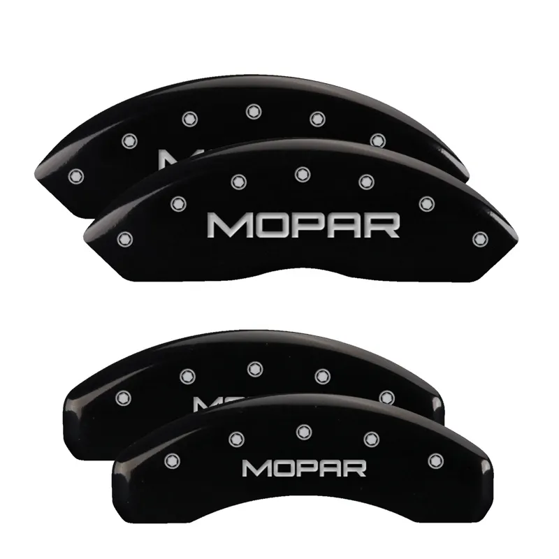 MGP Caliper Covers Set Of 4 Caliper Covers Engraved Front And Rear Mopar Black Finish Silver Characters 2018-2024 Jeep Wrangler JL BRY brake code MGP Caliper Covers