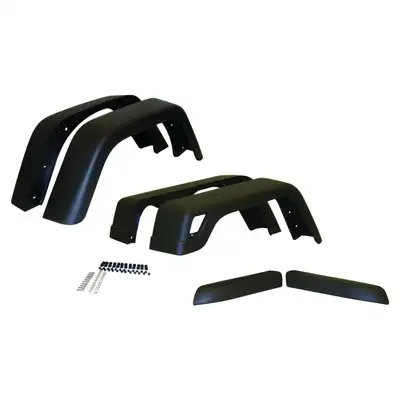 Crown Automotive Jeep Replacement Fender Flare Kit; 6 Piece; 7 in. Wide; Flat Black;