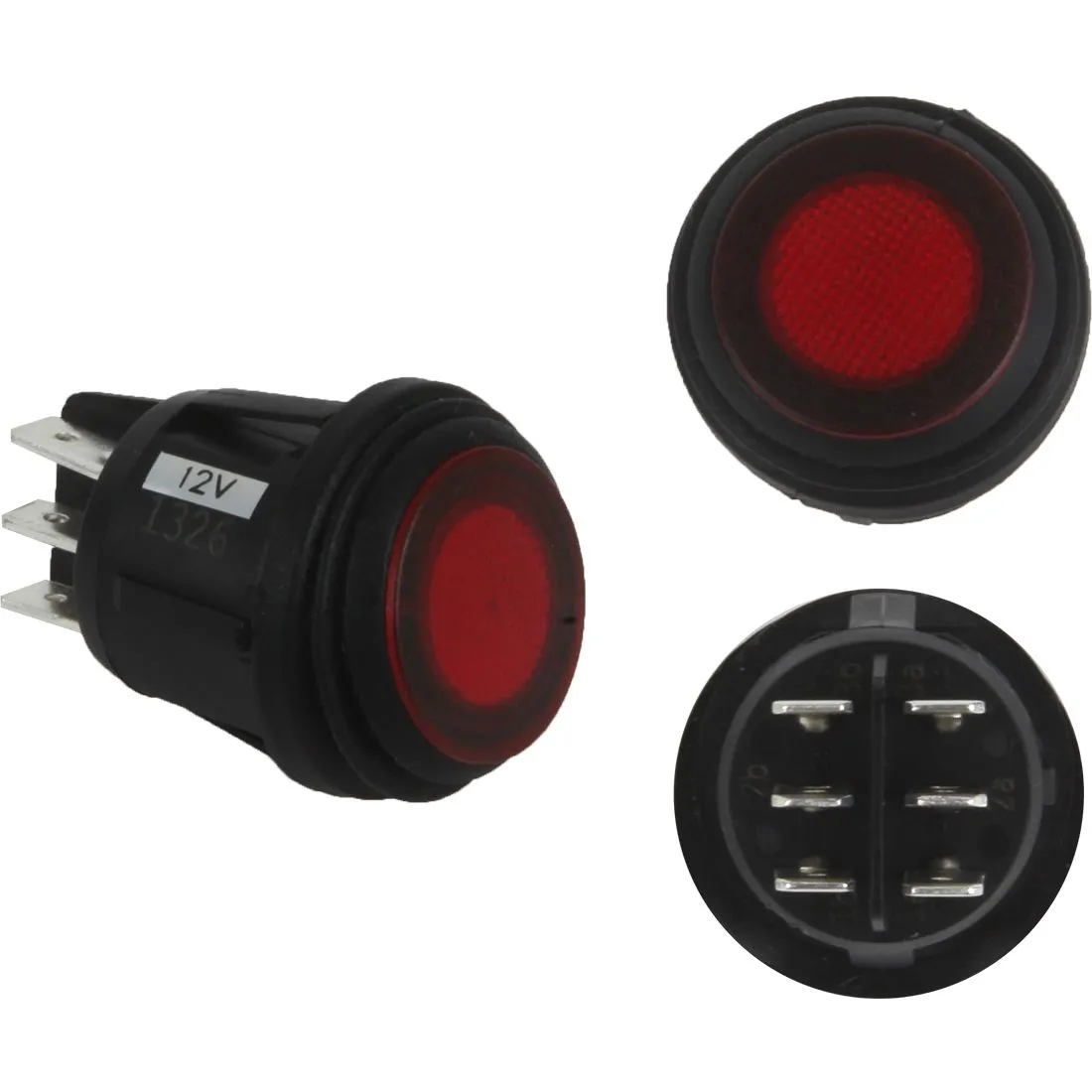 RIGID 3 Position Rocker Switch (On/Off/Backlight), Red, Single product image