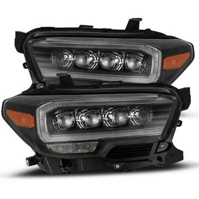 AlphaRex LED Projector Headlights Plank Style Design Black w Activation Light