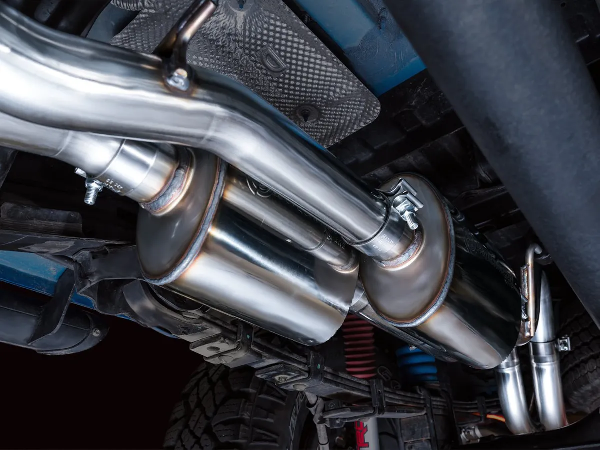 AWE 0FG Exhaust with BashGuard for 3rd Gen Tacoma - Dual Diamond Black Tips product image