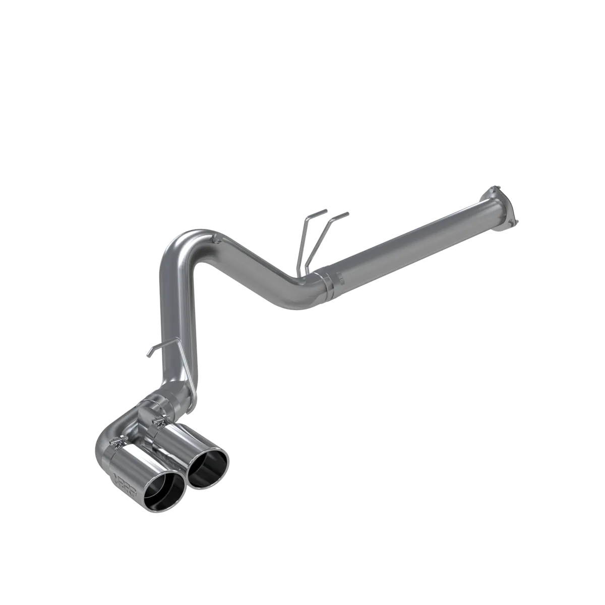 Armor Plus Filter Back Exhaust System; 4 in.; Incl. Ext. Pipe/Over Axle Pipe/Dual Outlet Tailpipe/Hardware/5 in. OD Tips; Dual Outlet Single Side Exit; T409 Stainless Steel; product image