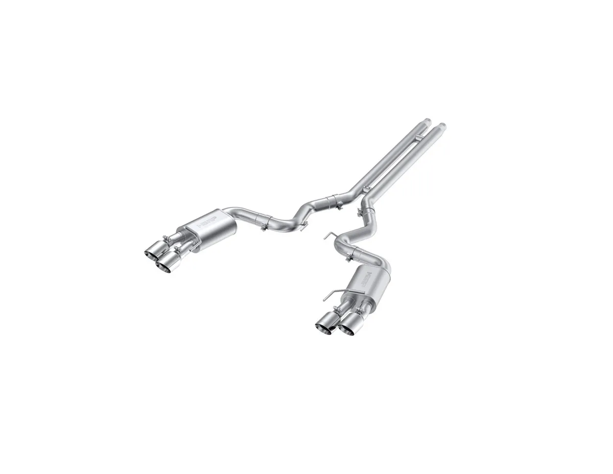Armor Pro Cat Back Exhaust System; 3 in.; Incl. H-Pipe/Ext. Pipes/Mufflers/Hrdw/Quad 4in. OD Dual Wall Tips; Dual Rear Exit; Non Active Exhaust; Street Version; 304 SS; product image