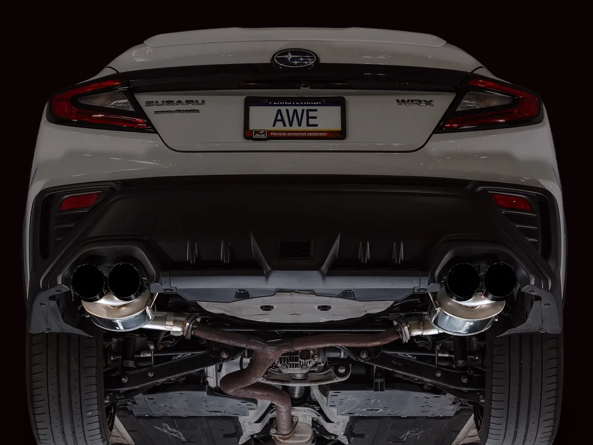AWE Track Edition Axleback Exhaust for VB Subaru WRX - Diamond Black Tips 3020-43424 product image