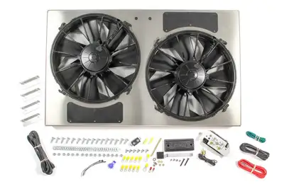 Derale Derale 66838 Powerpack - High Output Dual 12 RAD Fan/Alum Shroud Kit w/ PWM Controller