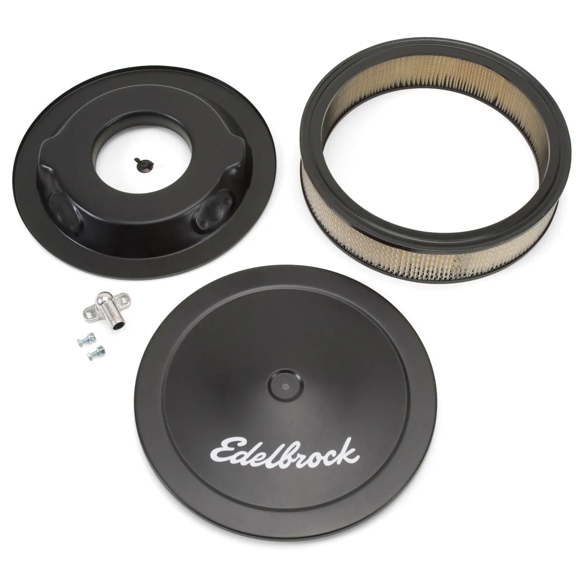 Edelbrock 1223 Pro-Flo Black 14 Round Air Cleaner with 3 Paper Element (Deep Flange) product image