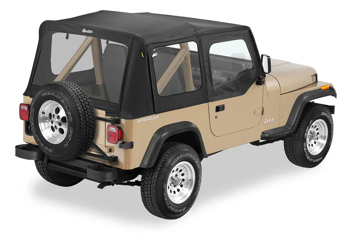 Black Denim Replace-a-Top Replace-a-Top Fabric-only Soft Top Jeep 88-95 Wrangler; Includes door skins; Clear side and rear windows product image